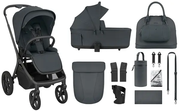 Cărucior combinat 2 în 1 pentru bebeluși KikkaBoo Platinum – Goya, Graphite