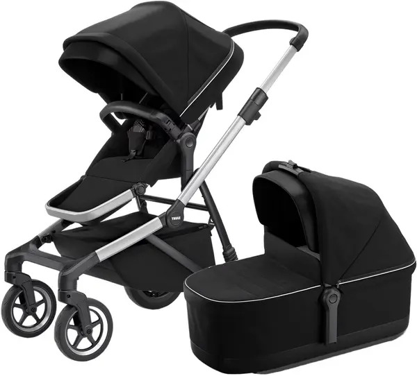 Cărucior combinat 2 în 1 Thule - Sleek, Midnight Black Aluminum
