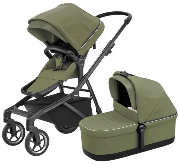 Cărucior combinat 2 în 1 Thule - Sleek, Soft Green/Black