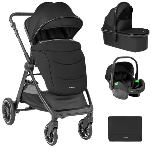 Cărucior combinat 3 în 1 KikkaBoo - Ava, Black
