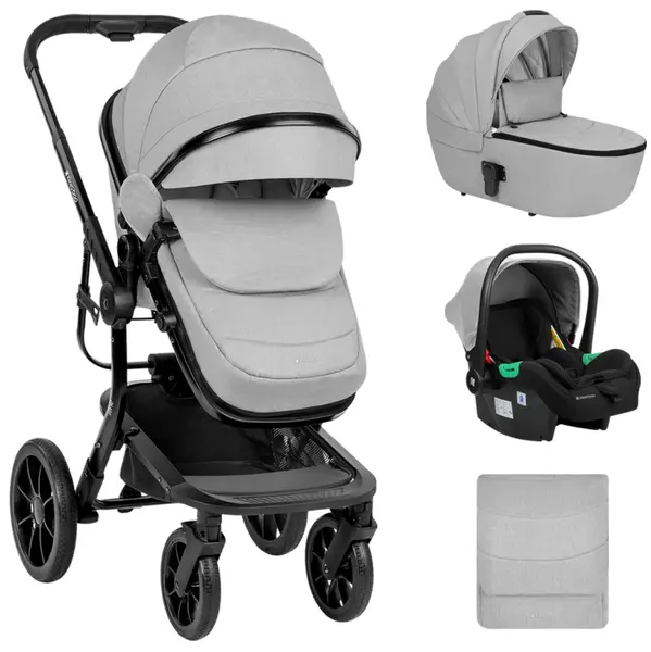 Cărucior combinat 3 în 1 KikkaBoo - Irene, Light Grey