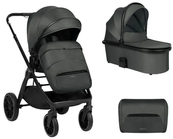 Cărucior combinat pentru bebeluși 2 în 1 KikkaBoo - Tiffany, Dark Grey
