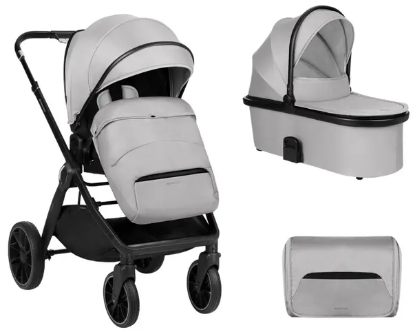 Cărucior combinat pentru bebeluși 2 în 1 KikkaBoo - Tiffany, Light Grey