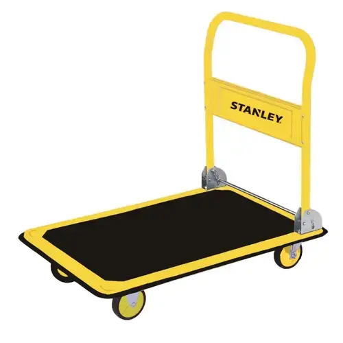 Carucior cu platforma pliabil, Stanley, Otel, Sarcina maxima 300 kg, 4 roti, 90 x 61 cm, Galben/Negru
