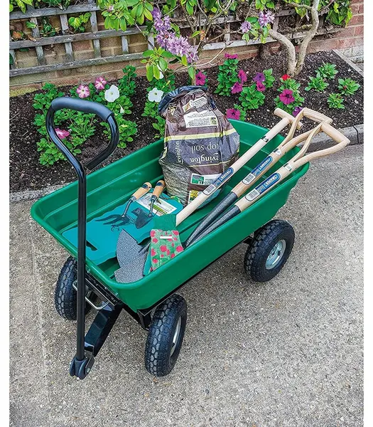 CARUCIOR DE GRADINA SI CURTE, CUVA BASCULANTA, 75 L, VERDE, GC-018 - Default Title