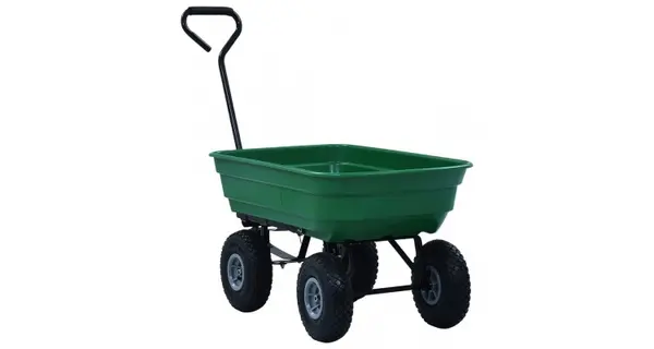 Carucior manual de gradina basculabil, verde, 300 kg, 75 l
