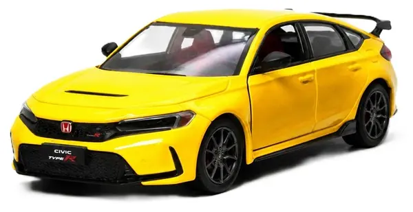 Cărucior metalic Kinsmart - 2024 Honda Civic Type R, 1:36, galben