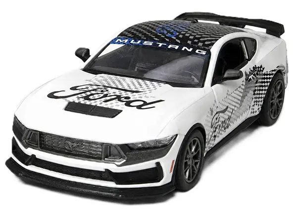 Cărucior metalic Kinsmart Livery Edition - 2024 Ford Mustang Dark Horse, 1:38, alb