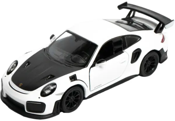 Cărucior metalic Kinsmart - Porsche 911 GT2 RS, 1:36, alb-negru