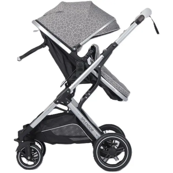 Carucior Multifunctional 2 in 1,Gri, Suspensii, Roti EVA, Maner Reversibil, Parasolar, Splendor