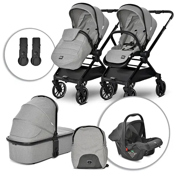 Carucior pentru bebelusi cu maner reversibil 3 in 1 Lorelli - Reya, Grey