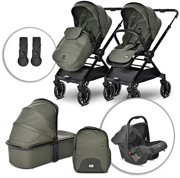 Cărucior pentru bebeluși cu mâner reversibil 3 în 1 Lorelli - Reya, Green