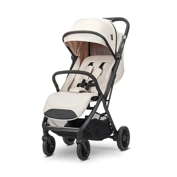 Carucior pentru copii Calista Beige, pliere automata, cadru din aluminiu, spatar reglabil 3 pozitii, copertina extensibila, 0-48 luni, pana la 22 kg