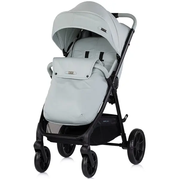 Carucior pentru copii Chipolino Ultera Matcha cu husa pentru picioare, bara detasabila, roti cu suspensii, greutate admisa 22 kg