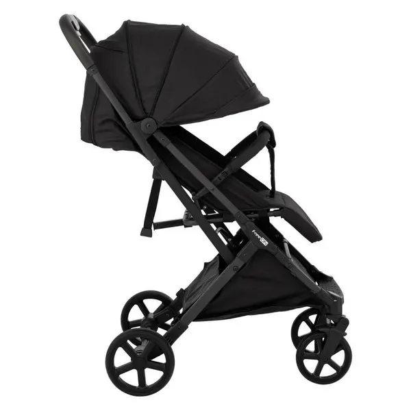 Carucior pentru copii FreeON Tao Black cu maner pentru transport, roti cu suspensie, greutate admisa pana la 22 kg