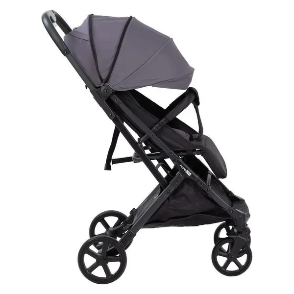 Carucior pentru copii FreeON Tao Grey cu maner pentru transport, roti cu suspensie, greutate admisa pana la 22 kg