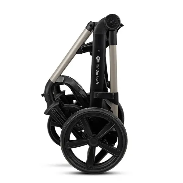 Carucior pentru copii Kinderkraft Moov 2 eva Moon Grey 4 in 1, multifunctional, cu suspensii, spatar reglabil, maner ajustabil, accesorii