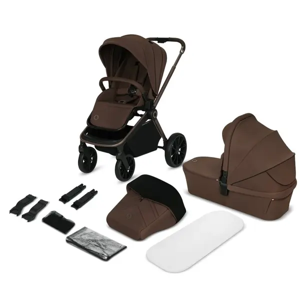 Carucior pentru copii Lionelo Mika Plus Mocha Mousse, 2 in 1, cadru din aluminiu, cu landou intarit si salteluta moale, reversibil, sistem de ventilatie 3D, accesorii, pana la 22 kg, conform cu EN1888-1