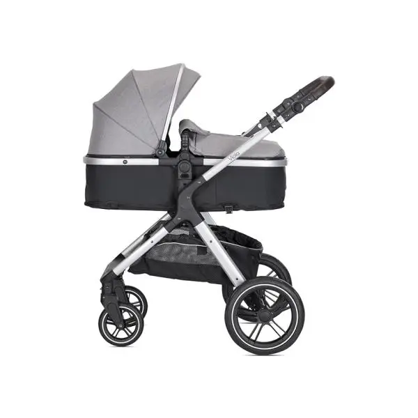 Carucior pentru copii Lorelli Viola Grey 3 in 1 cos auto Spirit inclus, transformabil, sezut reversibil, maner ajustabil, cadru din aluminiu, suspensii, bara detasabila, pana la 22 kg, multiple accesorii