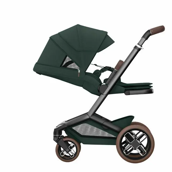 Carucior pentru copii Maxi-Cosi Fame Twillic Green reversibil, cu suspensii, maner reglabil, iluminare frontala, greutate admisa 22 kg
