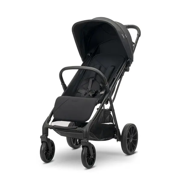 Carucior pentru copii Nuvella Black, pliere cu o mana, spatar reglabil, copertina extensibila, 0-48 luni, pana la 22 kg