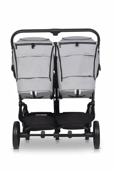 Carucior pentru gemeni EasyGo Echo, ultrapliabil, cu suspensii, spatar si suport picioare reglabile, usor si manevrabil, omologat EN1888, accesorii incluse, Cloud Gray