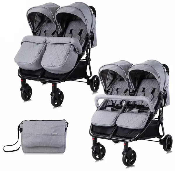 Cărucior pentru gemeni Lorelli - Duo, Cool grey