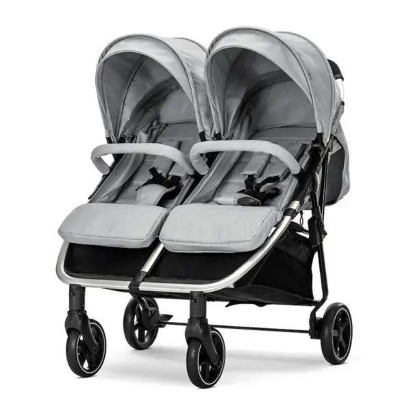Carucior pentru gemeni, Lorelli Duo, pana la 22 kg , cadru din aluminiu, spatar reglabil pozitii multiple, geanta inclusa, Grey
