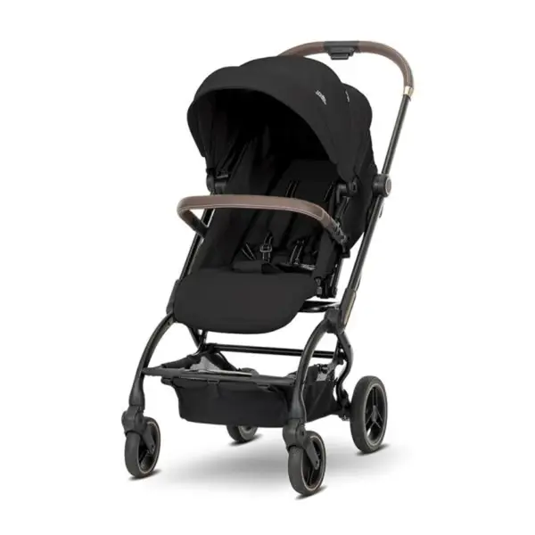 Carucior pentru nou-nascut, Lorelli Makaya, cu scaun rotativ 360 grade, cadru din aluminiu, pana la 22 kg, Black