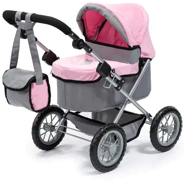 Carucior pentru papusi Bayer Trendy Gri cu Roz 13008AA