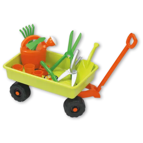 Carucior si set de unelte de gradinarit de jucarie