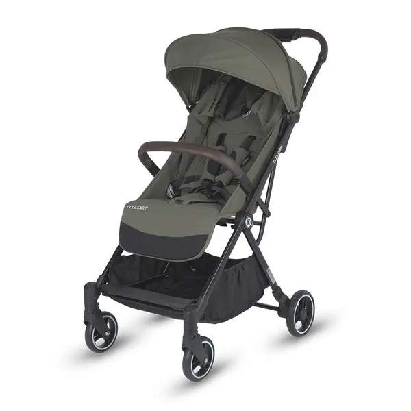 Carucior sport autofold Coccolle Melia Sage Shadow, cadru aluminiu anodizat, copertina XXL cu protectie UV 50+, pozitie verticala dupa pliere, certificat pana la 22 kg