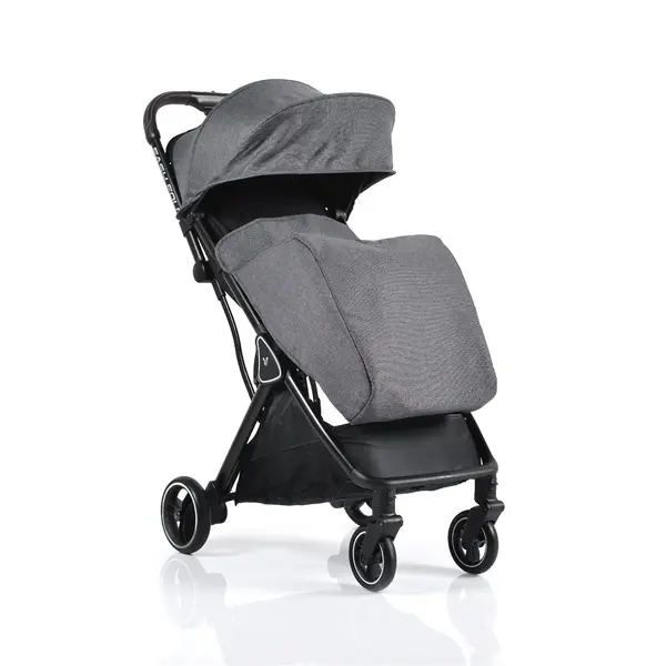 Carucior sport Cangaroo pana la 22kg cadru din aluminiu cu pliere compacta Autofold,spatar reglabil pana la pozitie de somn,roti EVA detasabile si husa de picioare inclusa Easy Fold Gri