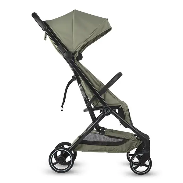 Carucior sport Coccolle Sierra cu pliere automata ultracompacta la buton, Cadru aluminiu, Pozitie somn, Dimensiuni reglementate IATA pentru bagaj mana avion, Pana la 22 kg, Copertina extensibila cu protectie UV 50+, Husa insecte, Sage Green