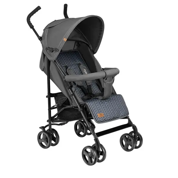 Carucior sport, Lionelo, Elia, Cu plasa de tantari, Suport de picioare reglabil, Spatar ajustabil in 4 pozitii, Capotina XXL, Pliere tip umbrela, Capacitate 15 kg, 6 luni+, EN 1888, Gri