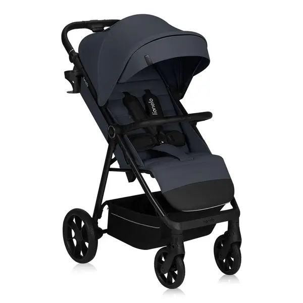 Carucior sport, Lionelo, Iva, Sustine 22 kg, 6 luni+, Capotina mare, Impermeabila, Protectie SPF 50+, 3 pozitii inclinare spatar, 8 pozitii inclinare suport picioare, 5 pozitii reglare maner, Include plasa de tantari si suport pentru biberon, Gri