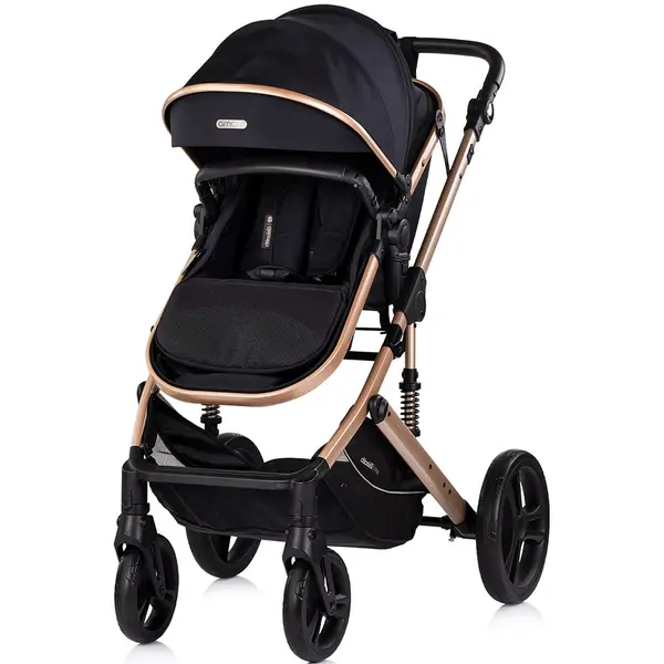 Carucior transformabil 2 in 1 pentru copii Chipolino Amore Noir cu suspensii, sezut reversibil, accesorii, greutate suportata 22 kg