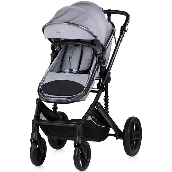 Carucior transformabil 2 in 1 pentru copii Chipolino Amore Platinum cu suspensii, sezut reversibil, accesorii, greutate suportata 22 kg