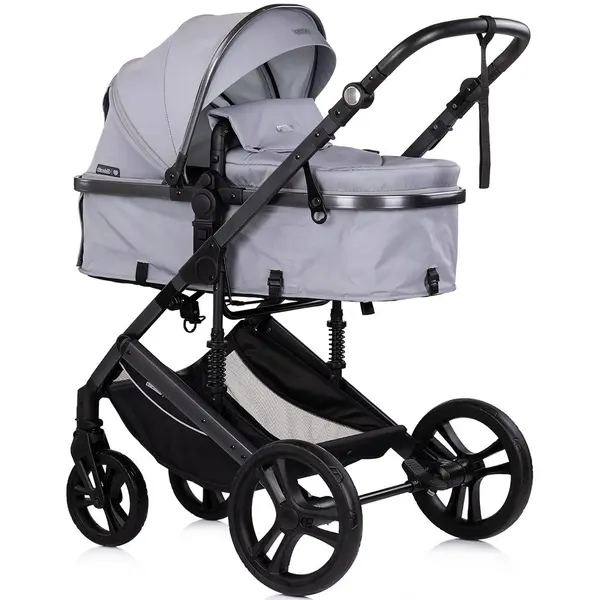 Carucior transformabil 3 in 1 pentru copii Chipolino Amore Platinum cu suspensii, sezut reversibil, accesorii, greutate suportata 22 kg
