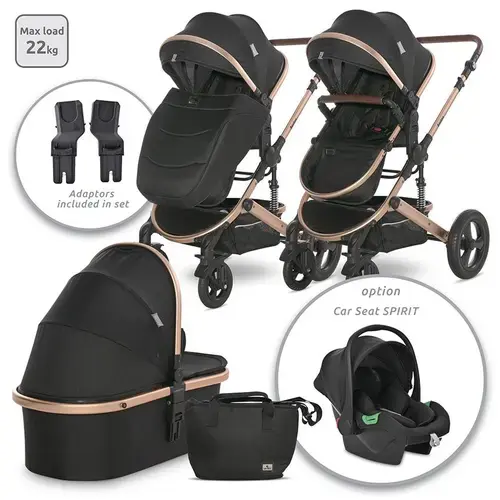 Carucior transformabil Lorelli Boston, 0-22 kg, cos auto separat, 0-4 ani (Negru)