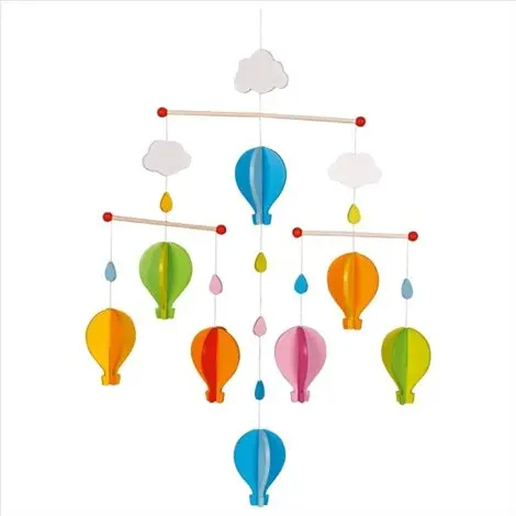 Carusel cu figurine din lemn, pentru bebelusi, Baloons