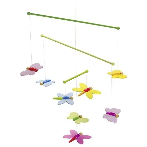 Carusel cu figurine din lemn pentru bebelusi Butterflies