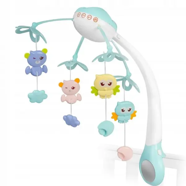 Carusel muzical patut Ricokids, cu proiector, sunete si jucarii, albastru KID607197, la doar 140,00 lei