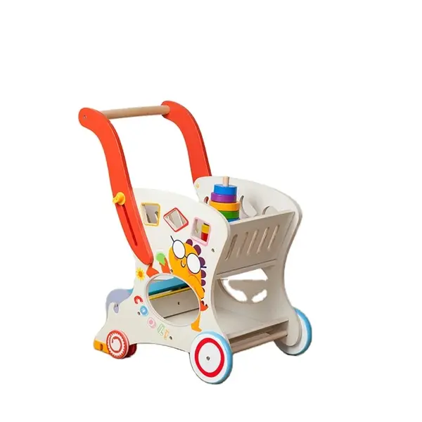 Carut din lemn cu forme geometrice - Jucarie educativa Montessori ZukiToys.ro