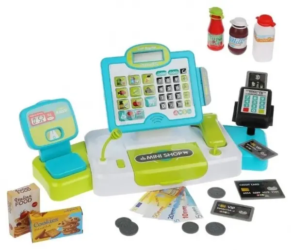 Casă de marcat pentru copii Raya Toys – Cash Register Set, albastru