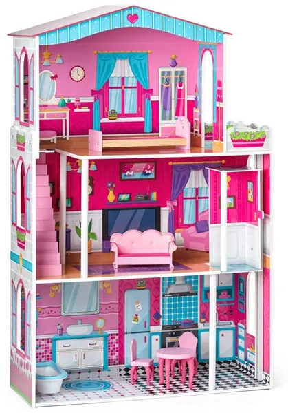 Casa de papusi din lemn Woody - Mirabella, cu mobilier si lift