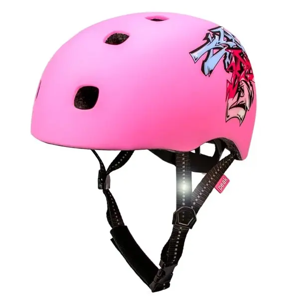 Casca bicicleta adulti, curele reflectorizante, Marime M L (54-60cm), model Ramp, Grafitti Roz