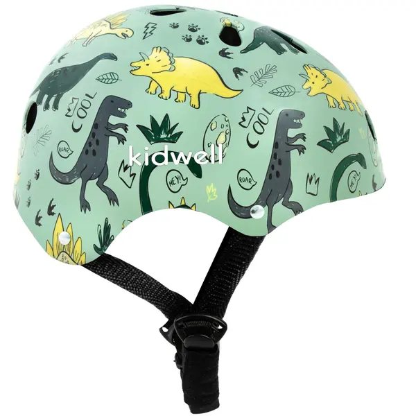 Casca bicicleta copii Kidwell ORIX Plus Dino, curele reglabile, orificii aerisire, verde KID707971, la doar 73,00 lei