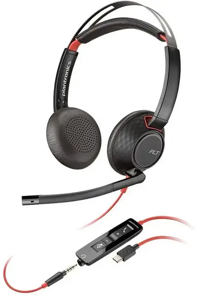 Casca Call Center Poly Blackwire C5220, USB-C, Jack 3.5 mm, Binaural (Negru)
