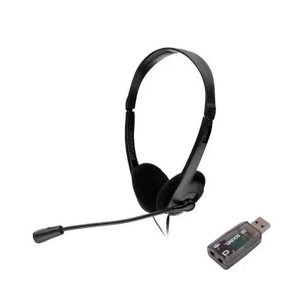 Casca cu microfon Spacer SPK-223, Stereo, 3.5 mm, Negru